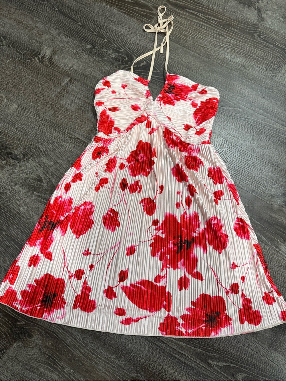 SHEIN White Sundress with Red Floral Print